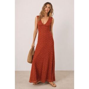 ZARA Rust Orange Metallic Maxi Dress